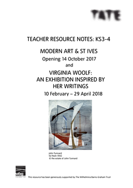 Teacher Resource Notes: Ks3-4 Modern Art & St