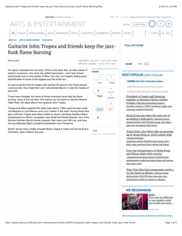 Guitarist John Tropea and Friends Keep the Jazz-Funk Flame Burning | South China Morning Post 6/19/15 1:42 PM