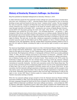 History of Kentucky Women's Suffrage: an Overview