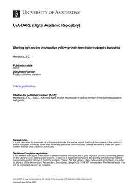 Shining Light on the Photoactive Yellow Protein from Halorhodospira Halophila