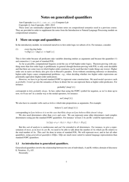 Notes on Generalized Quantifiers