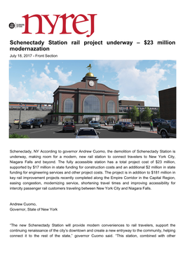 Schenectady Station Rail Project Underway $23 Million