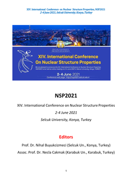 NSP2021 2-4 June 2021, Selcuk University, Konya, Turkey