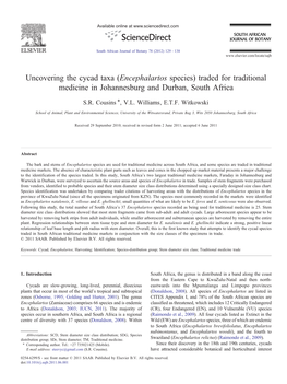 Encephalartos Species) Traded for Traditional Medicine in Johannesburg and Durban, South Africa ⁎ S.R