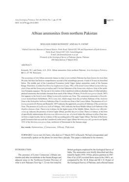 Albian Ammonites from Northern Pakistan