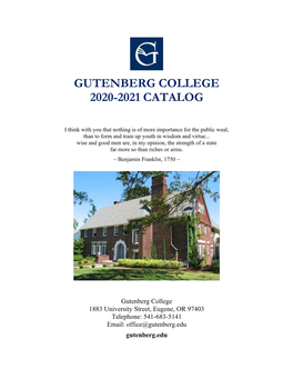 Gutenberg College 2020-2021 Catalog
