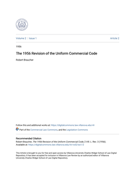 The 1956 Revision of the Uniform Commercial Code