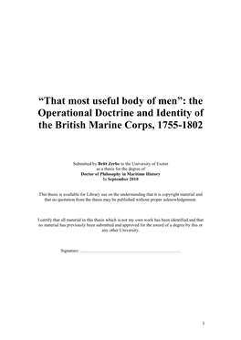 The Operational Doctrine and Identity of the British Marine Corps, 1755-1802