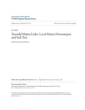 Toroidal Matrix Links: Local Matrix Homotopies and Soft Tori