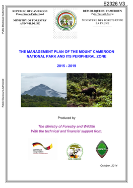 3.0 DESCRIPTION of MOUNT CAMEROON NATIONAL PARK and ITS PERIPHERAL ZONE 15 3.1 General Information