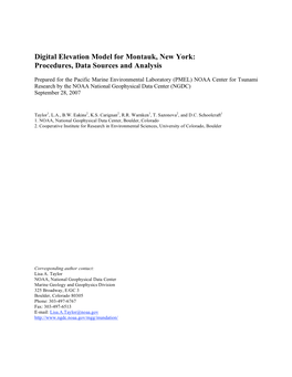 Digital Elevation Model for Montauk, New York: Procedures, Data Sources and Analysis