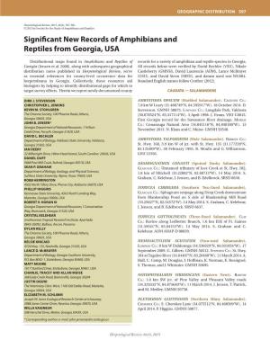 Significant New Records of Amphibians and Reptiles from Georgia, USA