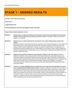Stage 1А–Аdesired Results
