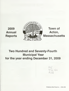 Annual Reports, Town of Acton, Massachusetts