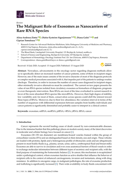 The Malignant Role of Exosomes As Nanocarriers of Rare RNA Species