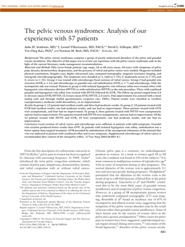 The Pelvic Venous Syndromes: Analysis of Our Experience with 57 Patients
