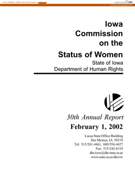 Iowa Commission on the Status of Women State of Iowa Department of Human Rights