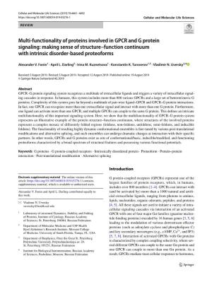 Multi-Functionality of Proteins Involved in GPCR and G Protein Signaling: Making Sense of Structure–Function Continuum with In