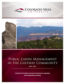 Public Lands Management in the Gateway Community