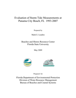 Evaluation of Storm Tide Measurements at Panama City Beach, FL 1993-2007
