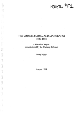 The Crown, Maori, and Mahurangi 1840-1881