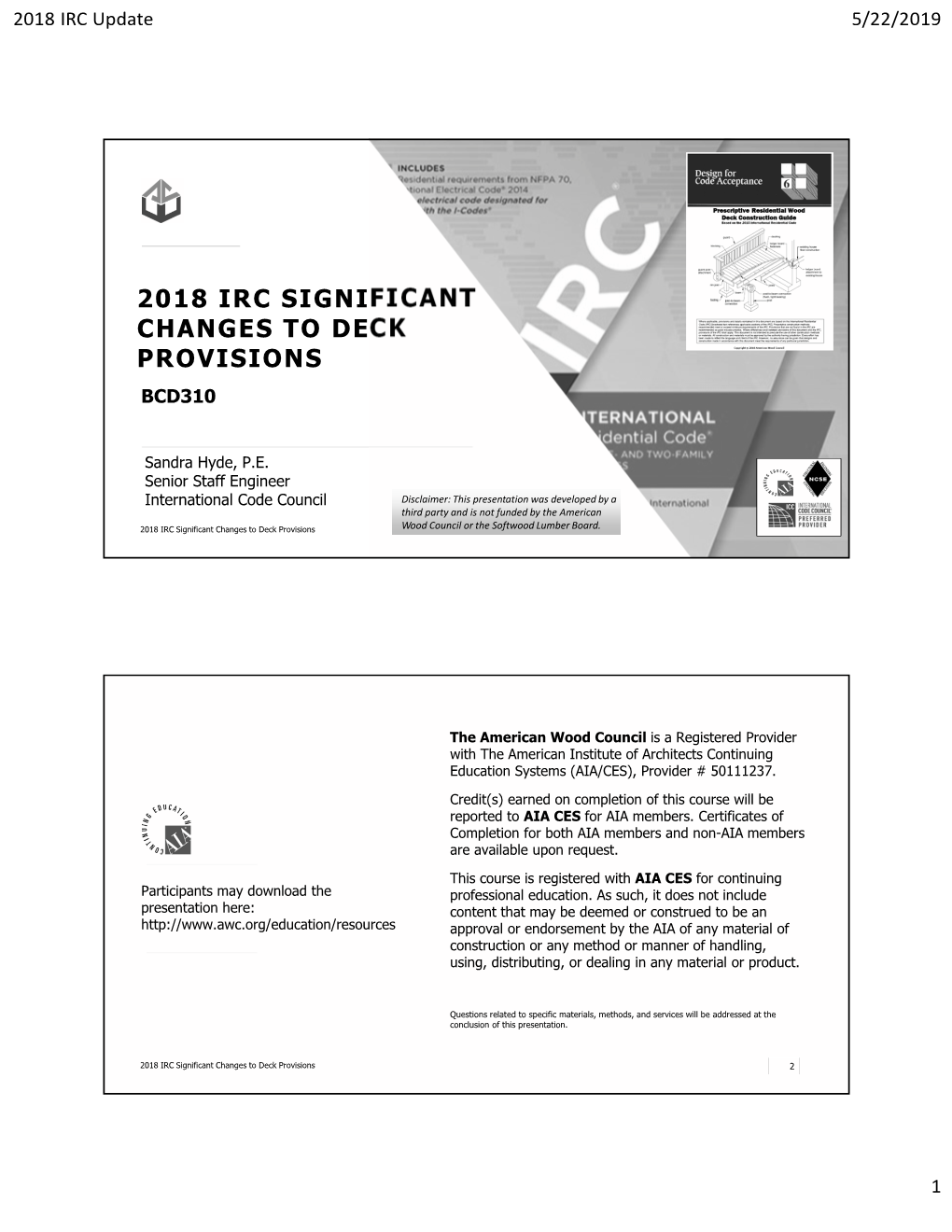 2018 Irc Significant Changes to Deck Provisions Bcd310