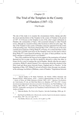 The Trial of the Templars in the County of Flanders (1307–12)