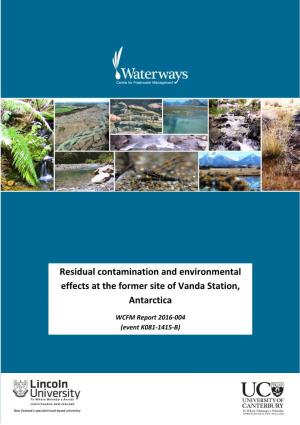 Residual Contamination and Environmental Effects at the Former Site of Vanda Station, Antarctica