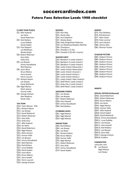 Futera Fans Selection Leeds 1998 Checklist