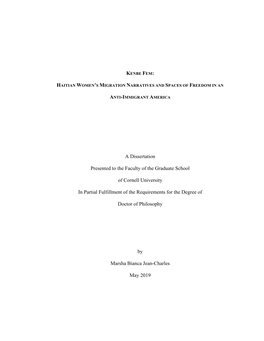 A Dissertation Presented to the Faculty of the Graduate School of Cornell University in Partial Fulfillment of the Requirements