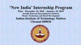 'New India' Internship Program