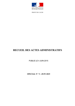 Recueil Des Actes Administratifs