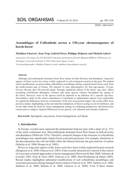 Assemblages of Collembola Across a 130-Year Chronosequence of Beech Forest