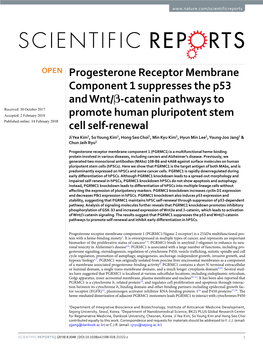 Progesterone Receptor Membrane Component 1 Suppresses the P53
