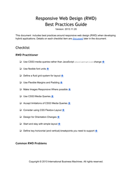 Responsive Web Design (RWD) Best Practices Guide