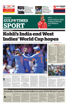 Kohli's India End West Indies' World Cup Hopes