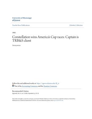 Constellation Wins America's Cup Races: Captain Is TRB&S Client Anonymous