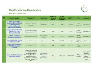 Global Scholarship Opportunities Halal Research Council COURSE LAST SR