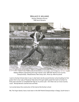 WALLACE D. WILLIAMS Olympic Marathon Runner 1988 Seoul Olympics