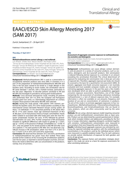 EAACI/ESCD Skin Allergy Meeting 2017 (SAM 2017)