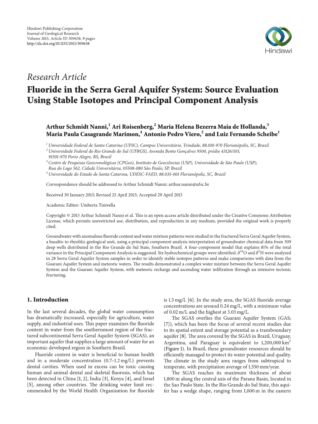 Fluoride in the Serra Geral Aquifer System: Source Evaluation Using Stable Isotopes and Principal Component Analysis