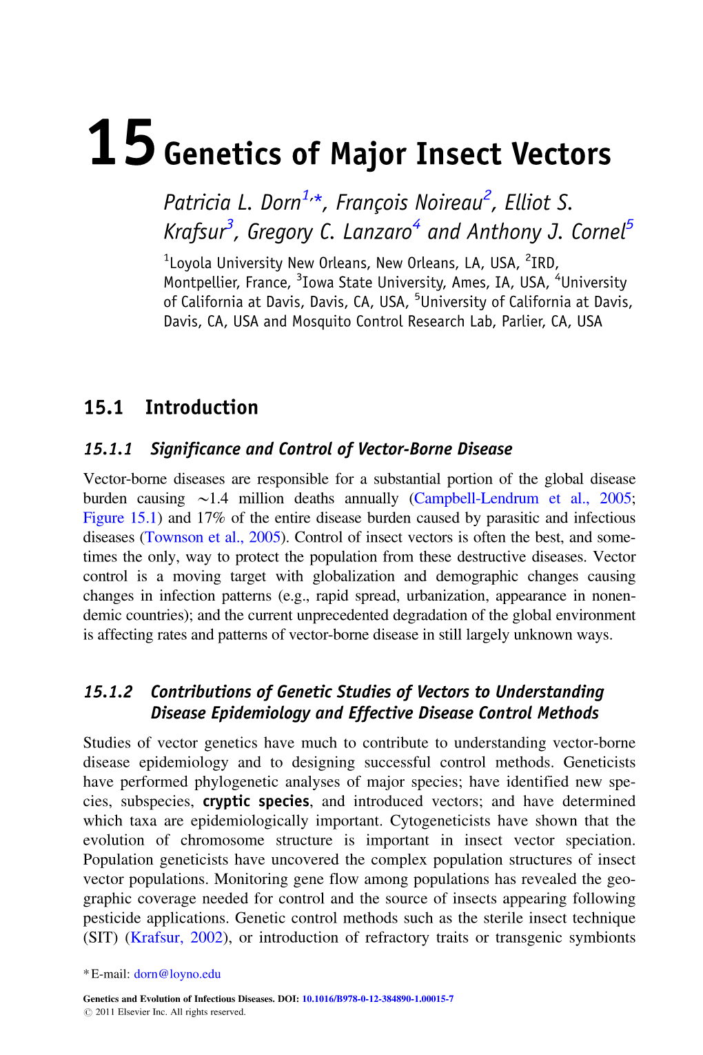 Genetics of Major Insect Vectors Patricia L