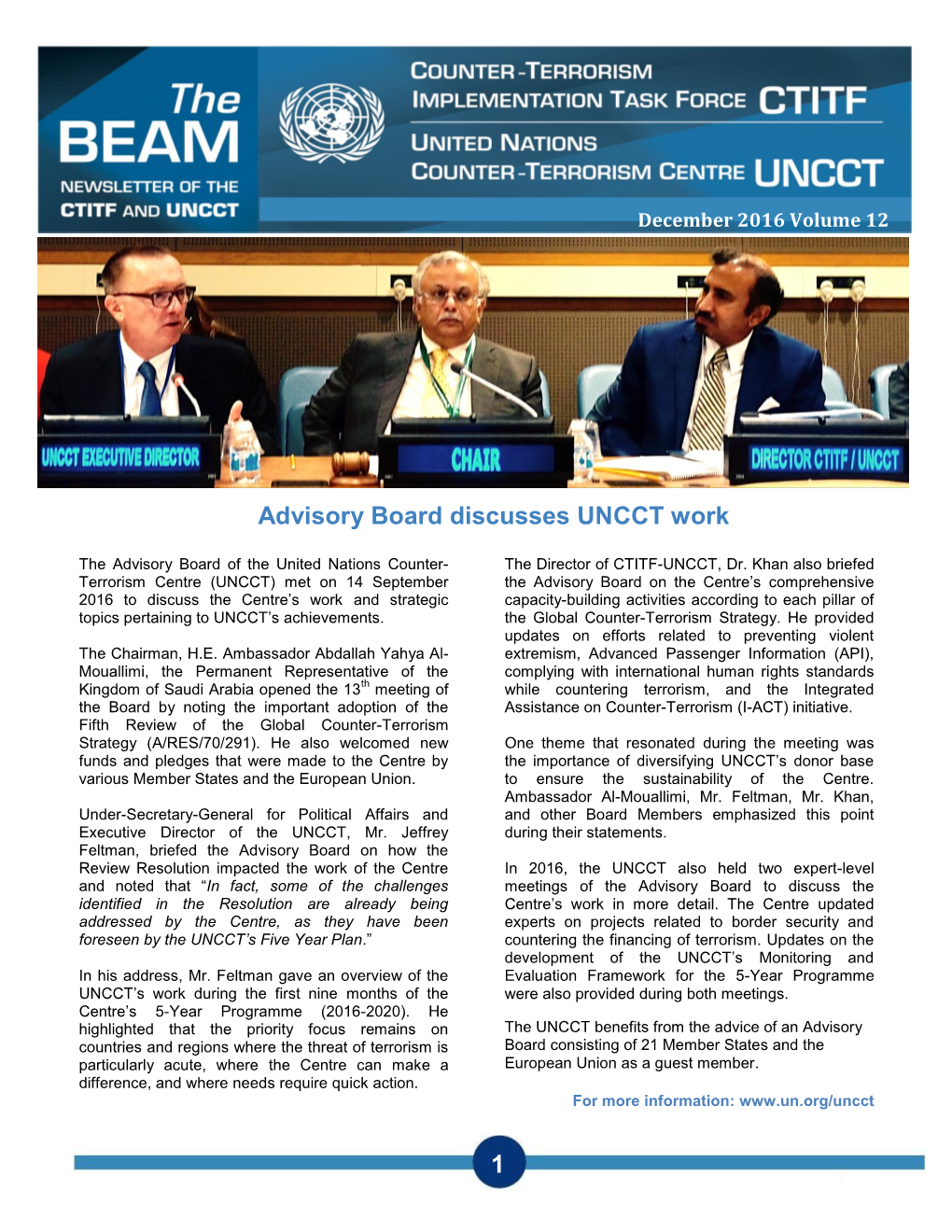1 Advisory Board Discusses UNCCT Work