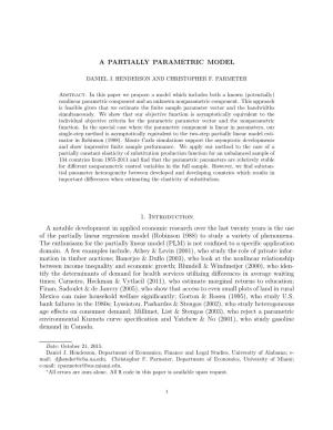 A PARTIALLY PARAMETRIC MODEL 1. Introduction a Notable