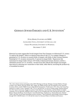 German Jewish Émigrés and U.S. Invention
