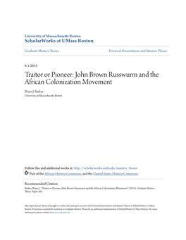 John Brown Russwurm and the African Colonization Movement Brian J
