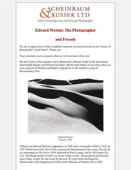 Edward Weston: the Photographer