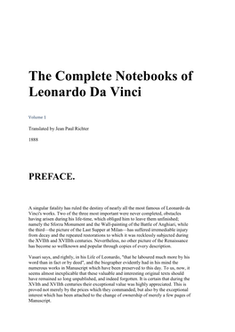 The Complete Notebooks of Leonardo Da Vinci