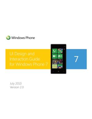 UI Design and Interaction Guide for Windows Phone 7