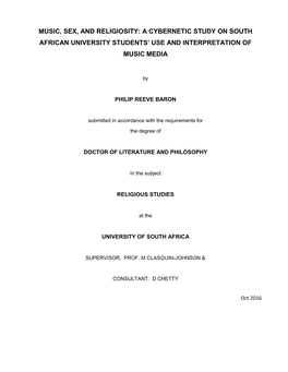 Music, Sex, and Religiosity: a Cybernetic Study on South African University Students’ Use and Interpretation of Music Media